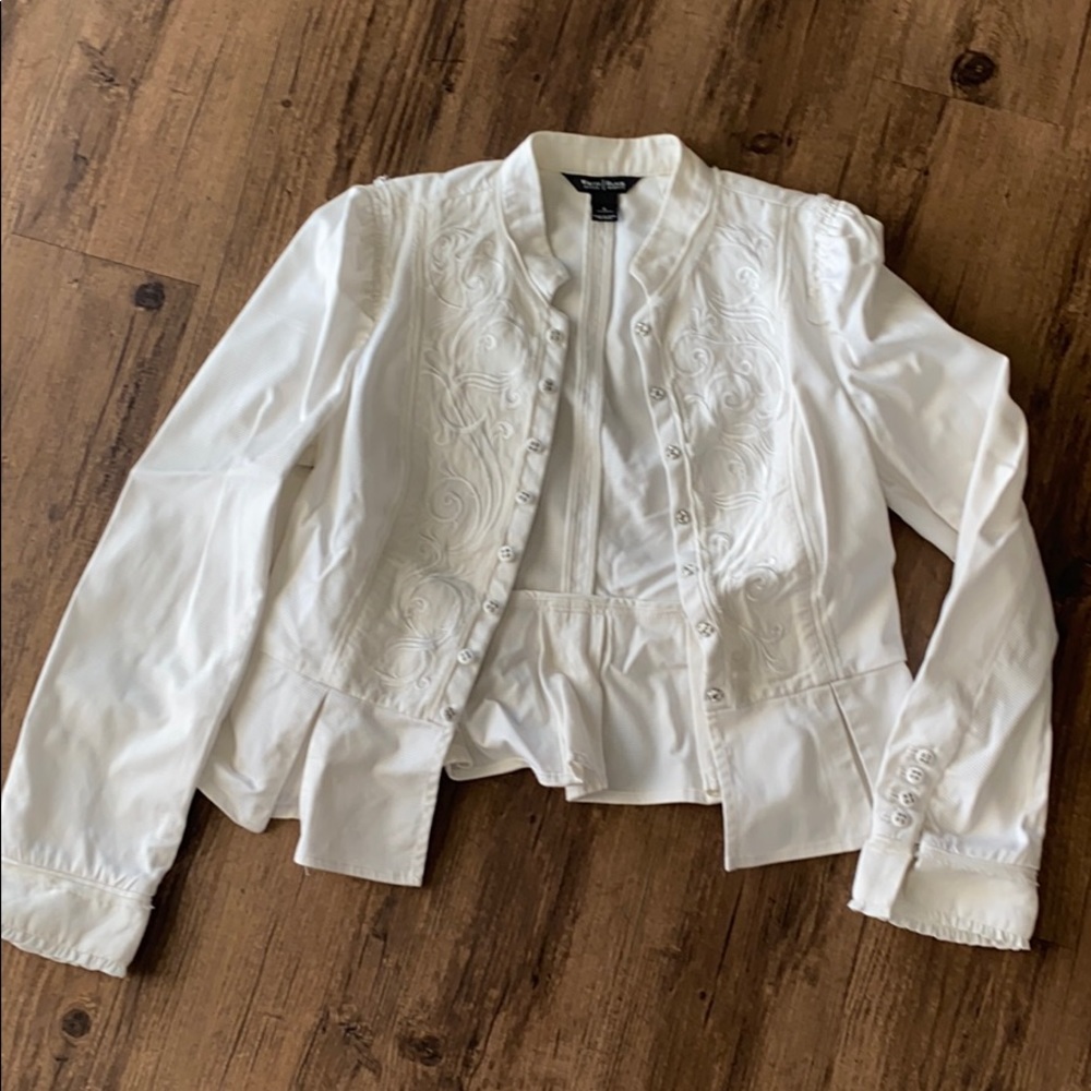 WHBM mandarin collar peplum blazer coat